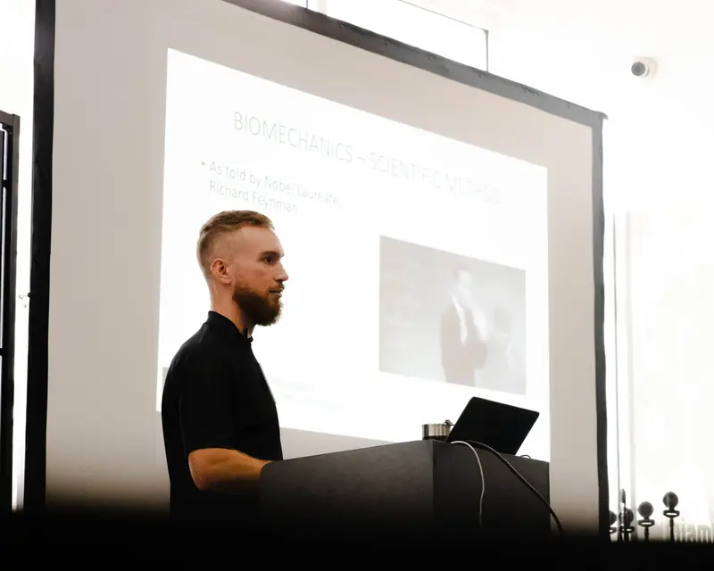 Matt presenting a biomechanics seminar